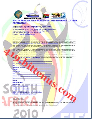 SOUTH AFRICAN FIFA WORLD CUP 2010 INTERNET LOTTERY PROMOTION